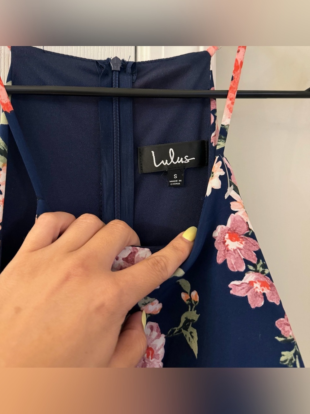 Lulus “In the Garden” Navy Floral Layered Romper - Picture 4 of 5
